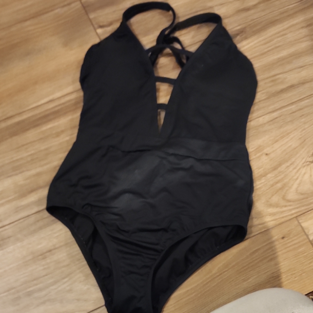 Time and Tru Elegant Black One-Piece Swimsuit